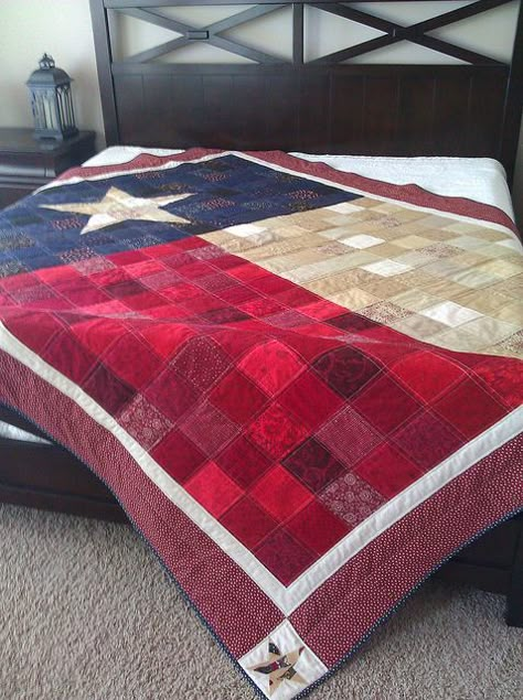 Texas Flag Quilt by bleudragonflypics, via Flickr.  Not tacky, but I'd make it into Chile White And Blue Quilt, Bandera Texas, Flag Quilts, American Flag Quilt, Texas Quilt, Colchas Quilting, Quilt Diy, Flag Quilt, Quilts Of Valor