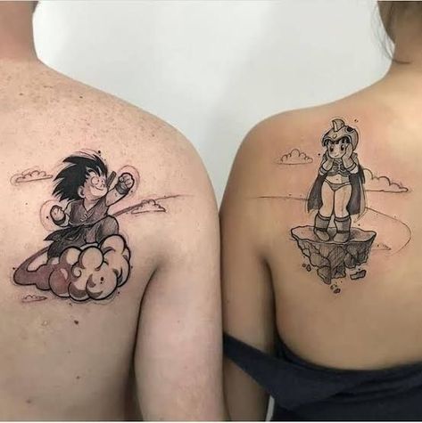 70+ matching tattoo designs you should check out. Choose one and show it to your soulmate immediately! Bonus: detailed analysis of design meanings. Matching Tattoo Ideas For Couples, Tattoo Designs For Couples, Matching Tattoo Designs, Tattoo Ideas For Couples, Matching Tattoo Ideas, Married Couple Tattoos, Dbz Tattoo, Goku And Chichi, Z Tattoo