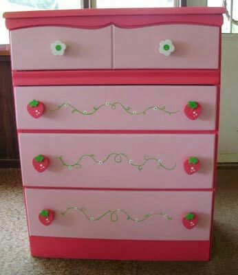 Strawberry Shortcake Dresser Strawberry Room, Strawberry Ideas, Kid Furniture, Strawberry Stuff, Rooms Decoration, Ella Rose, Strawberry Shortcakes, Children Furniture, Pink Room Decor