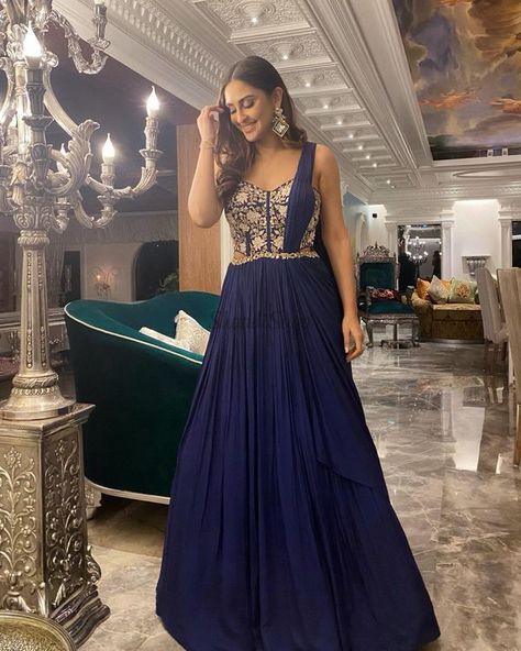 Bright Blue Dresses, Western Gown, Indo Western Gown, Bridal Lehenga Collection, Oh God, Indian Fashion Saree, Indian Gowns Dresses, Indian Gowns, Indian Designer Outfits