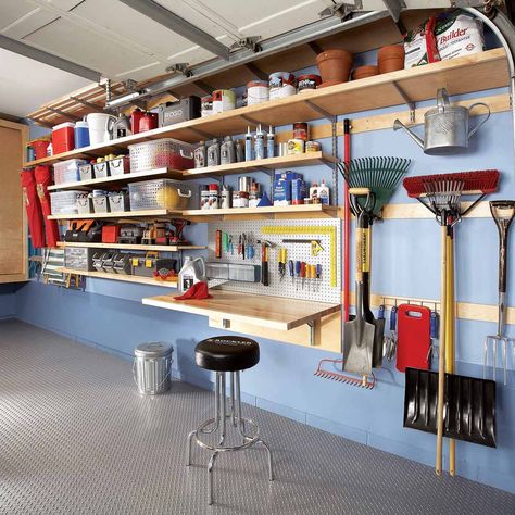 Organizing a garage isn't a one-size-fits-all project, so we've compiled some of our best garage storage ideas. Check out these tips to find ways to make your garage more organized and better to use. Garage Wall Storage, Plan Garage, Garage Organization Tips, Koti Diy, Garage Update, Overhead Garage Storage, Clean Garage, Garage Storage Shelves, Overhead Garage