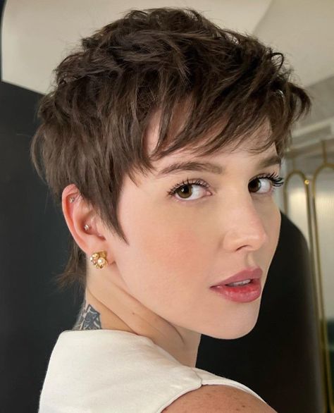 Soft Pixie Haircut, Thick Pixie Cut, Edgy Pixie Hairstyles, Choppy Pixie, Layered Pixie Haircuts, Layered Pixie Cut, Brunette Pixie, Choppy Pixie Cut, Layered Pixie