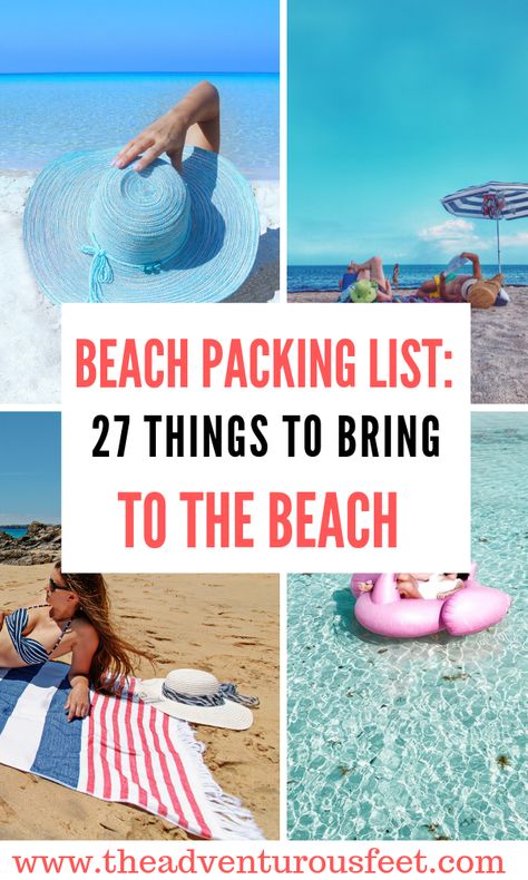 Beach packing list: 27 Things to bring to the beach - The adventurous feet Beach Holiday Packing List, Beach Holiday Packing, Beach Trip Packing List, Beach Checklist, Beach Trip Packing, Beach Packing List, Beach With Kids, Beach Vacation Tips, Beach Vacation Packing