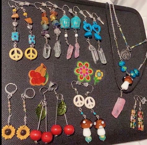 Indie Jewelry, Dope Jewelry, Funky Jewelry, Hippie Jewelry, Hippie Outfits, The Bag, Jewelry Inspo, Fun Earrings, Pretty Jewellery