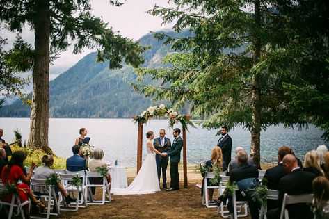 Pacific Northwest Wedding at Lake Crescent Lodge : John + Lizzie - Olympic National Park Wedding, Washington Beaches, Pacific Northwest Wedding, Lake Crescent, Wedding At Lake, Lake House Wedding, Aisle Flowers, Cottage Wedding, Pnw Wedding