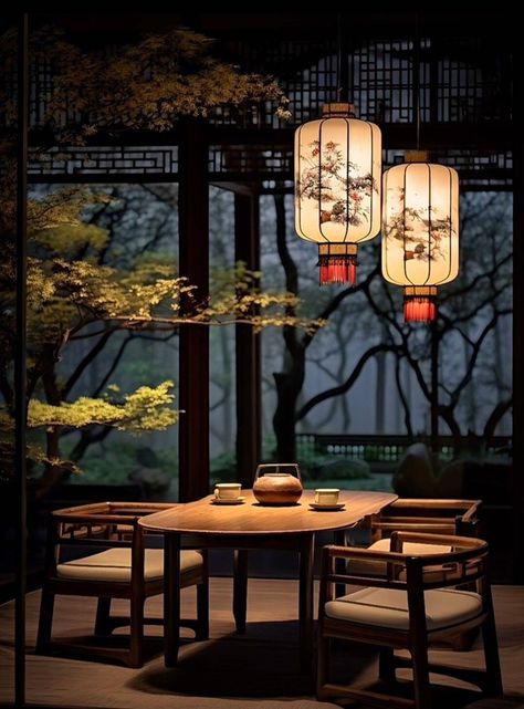 Snowskin Mooncake, Chinese Tea Room, Chinese Tea House, Japan Vibes, Chinese Style Interior, Japanese Garden Landscape, Chinese House, Japanese Home Design, Chinese Interior