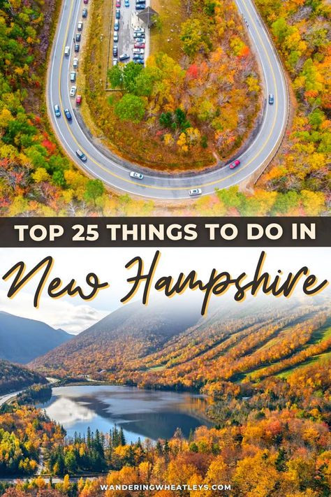 Are you planning a New Hampshire vacation? Discover the 25 best things to do in New Hampshire including top attractions in New Hampshire like Mount Washington. I what to do in New Hampshire I places to go in New Hampshire I USA travel I New Hampshire attractions I activities in New Hampshire I things to do in New England I hiking in New Hampshire I scenic drives in New Hampshire l day trips in New Hampshire I New Hampshire road trips I road trips in New Hampshire I #NewHampshire #USA #NewEngland New Hampshire Road Trip Fall, New Hampshire October, Must See Places In New Hampshire, Fall New Hampshire, Fall Foliage New Hampshire, Conway New Hampshire Fall, New Hampshire Fall Road Trips, Echo Lake New Hampshire, Crawford Notch New Hampshire