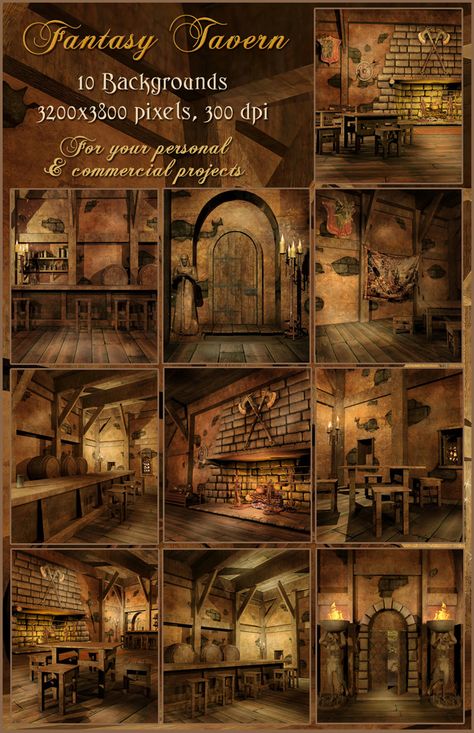 Fantasy Tavern by UnholyVault.deviantart.com Fantasy Inn, Fantasy Tavern, Pirate Bar, Dungeon Room, Fantasy Rooms, Dragonfly Decor, Hobbit House, Fantasy Aesthetic, Arte Fantasy