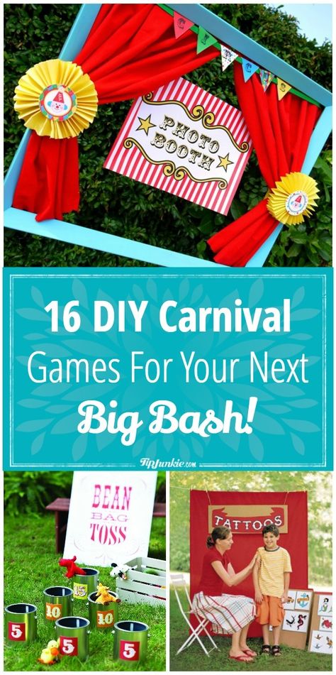 16 DIY Carnival Games for Your Next Big Bash Carnival Game Signs, Halloween Carnival Games, School Carnival Games, Diy Carnival Games, Backyard Carnival, Carnival Games For Kids, Theme Carnaval, Diy Carnival, Fall Carnival