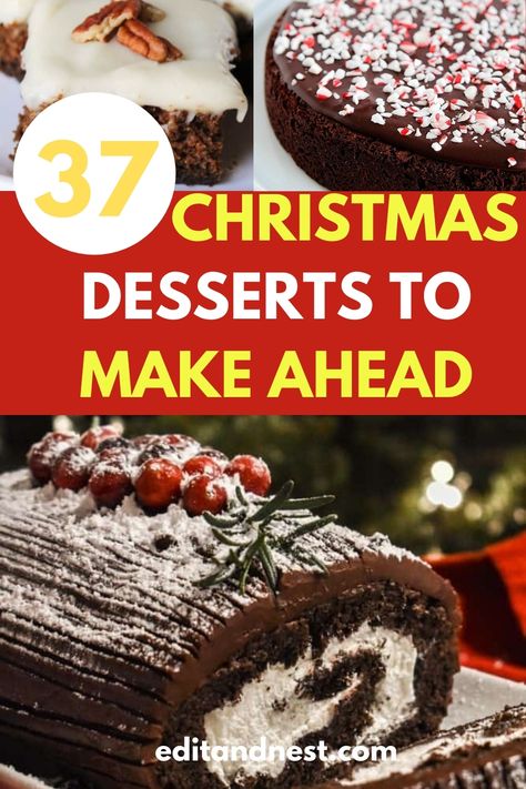 If you want a list of Christmas desserts to make ahead of time then check out this post. We love a freezer dessert and the holidays are no exception. These show-stopping recipes are real simple and designed to be easy as well as time-saving. Best of all, these make-ahead Christmas recipes are super impressive, so no one feels like they’re missing out on a wow-worthy treat! #Christmasdesserts #makeaheadChristmasdesserts #Christmasdessertsfreezer Best Christmas Eve Desserts, Christmas Desserts For A Crowd Easy, Best Desserts To Freeze, Christmas Dessert Make Ahead, Easily Transportable Desserts, Big Batch Christmas Treats, Desserts You Can Make Ahead Of Time, Make Ahead And Freeze Desserts, Christmas Show Stopper Desserts