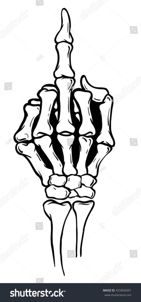 Skeleton Hand Flipping Off, Flipping Off Tattoo, Flipping Off, Skeleton Hand, Skeleton, Stock Vector, Vector Illustration, Royalty, Royalty Free