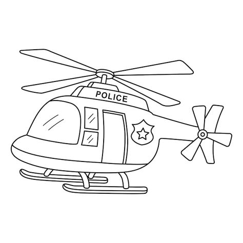 Police Helicopter Drawing, Colouring Outline, Helicopter Coloring Page, Police Coloring Pages, Helicopter Drawing, Police Drawing, Police Helicopter, Illustration Outline, Kids Army