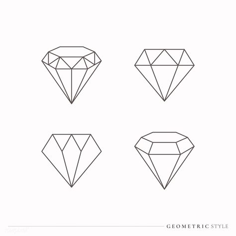 Geometric diamond design collection vector | free image by rawpixel.com / Aew #vector #vectoart #digitalpainting #digitalartist #garphicdesign #sketch #digitaldrawing #doodle #illustrator #digitalillustration #modernart #diamond Simple Diamond Tattoo Design, Diamond Outline Drawing, Diamond Design Tattoo, Diamond Sketch Drawing, Diamond Tattoo Designs Men, Diamond Drawing Simple, Simple Diamond Tattoo, Diamond Outline Tattoo, Diamond Doodle