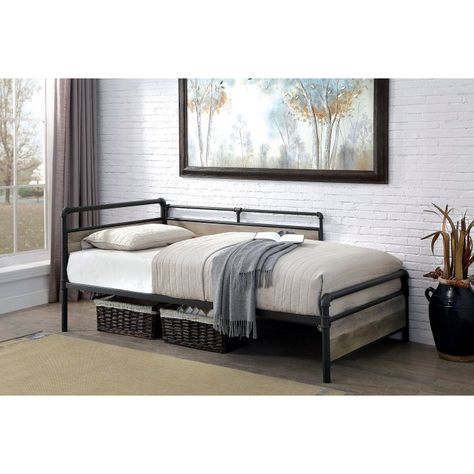 Wood Panel Siding, Black Daybed, Metal Daybed With Trundle, Twin Daybed With Trundle, Twin Daybed, Metal Daybed, Sleep On The Floor, Daybed With Trundle, Twin Size Bedding