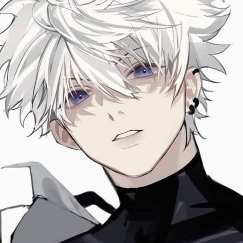 Anime Guy White Hair Blue Eyes, Black And White Haired Anime Guy, Male Oc With White Hair, White Hair Blue Eyes Boy, Short White Hair Character, Black And White Hair Anime Guy, Anime Oc White Hair, White Haired Oc Male, Cute Anime Guy Pfp