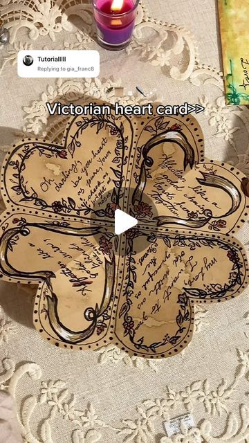 zzzed on Instagram: "Hope it helps <3  DIY Victorian heart letter/card tutorial🤎" Victorian Heart Card, Heart Card Ideas, Victorian Cards Handmade, Aesthetic Birthday Letter, Victorian Puzzle Letter, Heart Shape Card, Gf Gifts, Puzzle Purse, Hand Written Letters