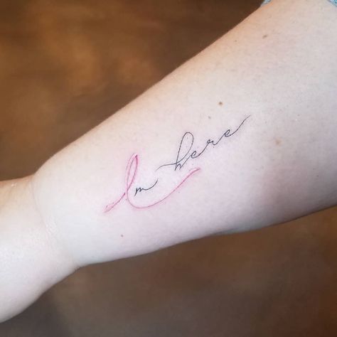 Kim Chu Ink 💕💉 on Instagram: “Thank you Cathy ♡♡♡ #1rl #1rltattoo #imhere #scripttattoo #daintytattoo #breastcancerawareness #breastcancer #breastcancertattoo…” Survivor Tattoo Ideas, Pink Ribbon Tattoos, Survivor Tattoo, Tattoo Artists Near Me, Mastectomy Tattoo, Ribbon Tattoos, Tattoo Now, Memorial Tattoo, Memorial Tattoos