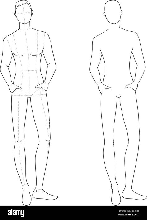 Mens Illustration Poses, Blank Model For Fashion Design, Male Fashion Figure Sketch, Figure Man Drawing, Male Fashion Model Drawing, Men Model Sketch, Croquis Fashion Illustration Front And Back, Fashion Illustration Template Male, Male Body Reference Drawing Front View