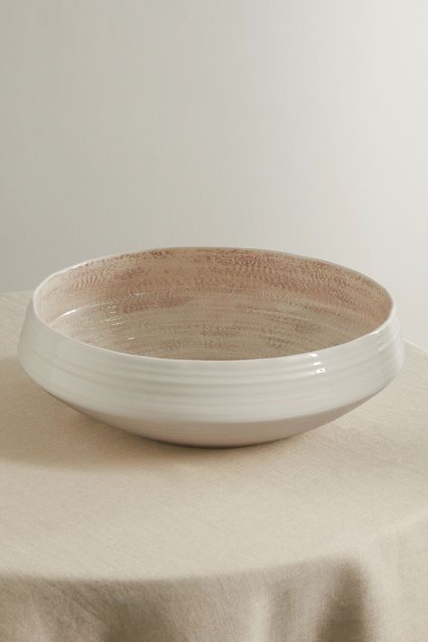 Brunello Cucinelli - Large Glazed Ceramic Bowl - Neutrals Porcelain Bowls Handmade, Ceramic Bowl Glaze, Ceramic Key Bowl, Ceramic Fruit Bowl Handmade, Pottery Bowl Designs, Pottery Bowl Ideas, Beginner Pottery Wheel Projects, Funky Ceramics, Wheel Thrown Bowls