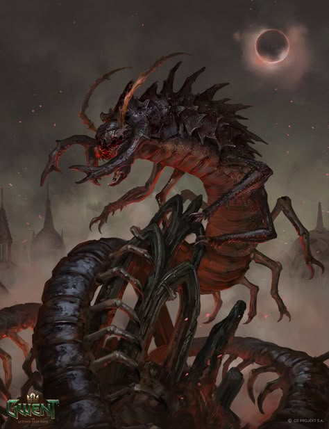 ArtStation - Viy. Gwent Card, Alexandr Kozachenko Horror Insect Art, Giant Insect Fantasy Art, Insect Demon, Witcher Monsters, Witcher Art, Creature Artwork, Cool Monsters, Fantasy Beasts, 다크 판타지