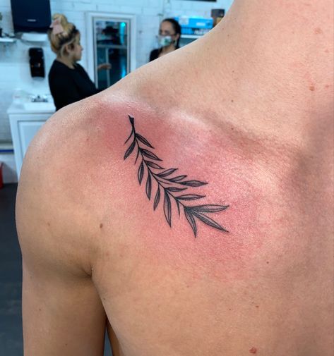 Leaf Tattoos Men, Mens Leaf Tattoo, Fine Line Tattoo Men Arm, Minimal Chest Tattoo Men, Branch Collar Bone Tattoo, Olive Branch Collar Bone Tattoo, Leaves Tattoo Men, Leaf Tattoo Men, Olive Branch Tattoo Mens