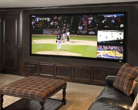 Basement Sports Bar, Big Movie, Theater Room Design, Sports Video, Pc Builds, Basement Inspiration, Modern Tv Wall, Man Cave Home Bar, Basement Makeover