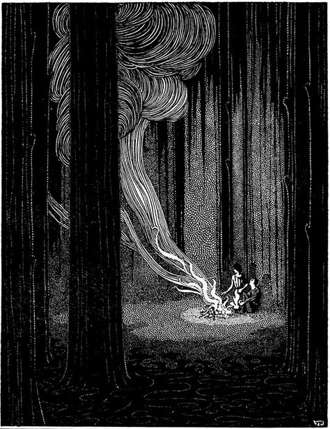 'Hansel and Gretel' - My Book of Favourite Fairy Tales illustrated by Jennie Harbour, 1921. Arte Peculiar, Hansel And Gretel, Tove Jansson, White Drawing, Fairytale Illustration, Art Et Illustration, Fairytale Art, Alphonse Mucha, Ink Illustrations