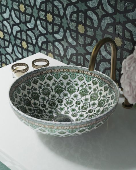 Morrocan Riad, Modern Moroccan Bathroom, Moroccan Decor Bathroom, Moroccan Style Bathroom, Moroccan Inspired Bathroom, Bathroom Mosaic Tiles, Moroccan Bath, Moroccan Bathroom, Moroccan Sink