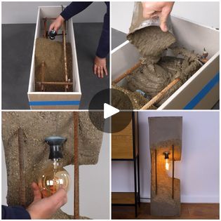 Let's make a unique & stylish cement lamp! | Let's make a unique & stylish cement lamp! | By Art & SculptureFacebook Cement Lamp, Concrete Lamps, Lamp Diy, Concrete Lamp, Diy Concrete, Concrete Diy, Diy Lamp, Art Landscape, Art Sculpture