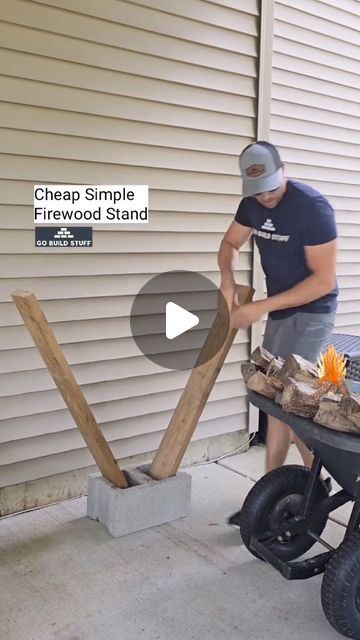 Curt Hilton on Instagram: "This is a fantastic firewood stack DIY!" How To Make A Firewood Holder, Wood Stacks Ideas, Stacking Wood Ideas, Firewood Stacking Ideas, Wood Holder Diy Firewood Storage, Wood Stacking Ideas, Diy Firewood Storage Outdoor, Wood Stacking Ideas Outdoor, Diy Log Holder