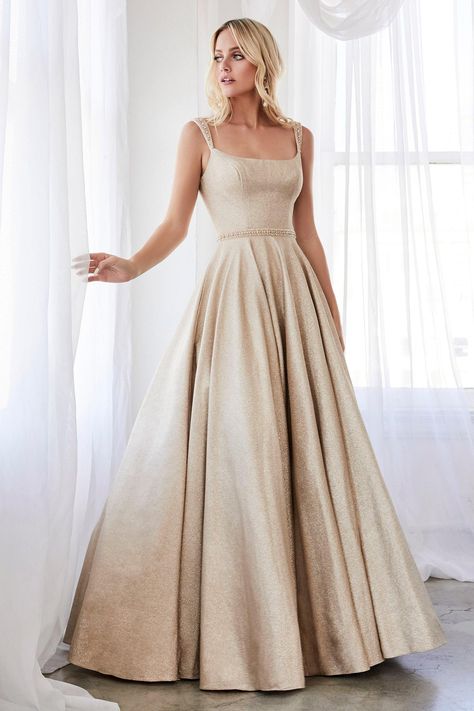 Terani Couture One Shoulder Mikado Long Ball Gown 1912E9202 | The Dress Outlet Champagne Ball Gown, Cinderella Divine, Lace Ball Gowns, Prom Long, Ball Gown Skirt, Beltane, Beaded Belt, Metallic Dress, Lace Gown