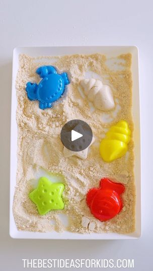 131K views · 3.5K reactions | MOON SAND 🏖 (taste safe 👅)
Follow me @bestideasforkids for more fun ideas for kids 🏖️ 

I wanted to see if I could make a taste safe sand with cornstarch 👌 and made this amazing sand that looks 👀 like sand and smells 👃 like the beach 🏖 🥥 My kids even said they prefer it to regular sand! 🙌 

Note- while taste safe, we don’t recommend you allow kids actually eat it so as always, supervise during play. 

Here’s what you need:
- 1 cup of cornstarch 
- 1 cup of light brown sugar
- 4 tablespoons of coconut oil 🥥 (melted before adding). 

*if it’s not molding together nicely, add a bit more coconut oil in. 

Note: To make this taste safe, bake the cornstarch in advance in the oven. Place the cornstarch on a baking tray and spread it out. Bake at 300 degrees Fun Ideas For Kids, Kindergarten Montessori, Moon Sand, Play Hacks, Invitation To Play, Baking Tray, Toddler Play, Busy Toddler, Toddler Fun