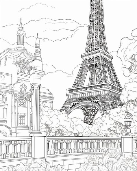 Eiffel Tower Cartoon, Paris Sketch, Paris Drawing, Paris Tour Eiffel, Maxi Shift Dress, Shift Dress, Eiffel Tower, Art Reference, Coloring Books