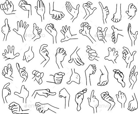 Cartoon Hands Pack Lineart 3 Cartoon Hands, Anatomy Studies, Cartoon Expression, Cartoon Body, Caracter Design, Draw Hands, Cartoon Style Drawing, Hand Gestures, Human Body Parts