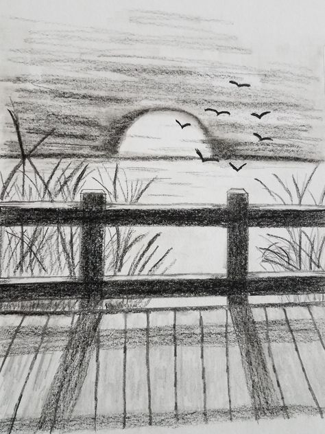 Landscape Drawing Easy, Easy Pencil Drawings, Landscape Pencil Drawings, Drawing Scenery, Nature Art Drawings, Aesthetics Art, Landscape Sketch, Cool Pencil Drawings, Meaningful Drawings