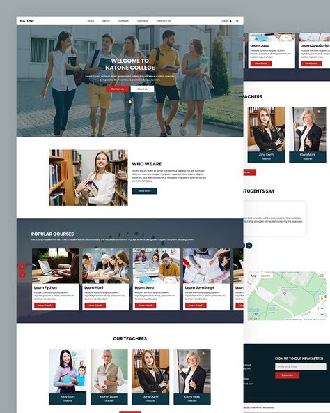 Education HTML Template Free Download High School Website Design, University Website Design Inspiration, School Website Design Inspiration, College Website Design, Online Course Website Design, University Website Design, Education Website Design, Website Menu Design, School Website Design