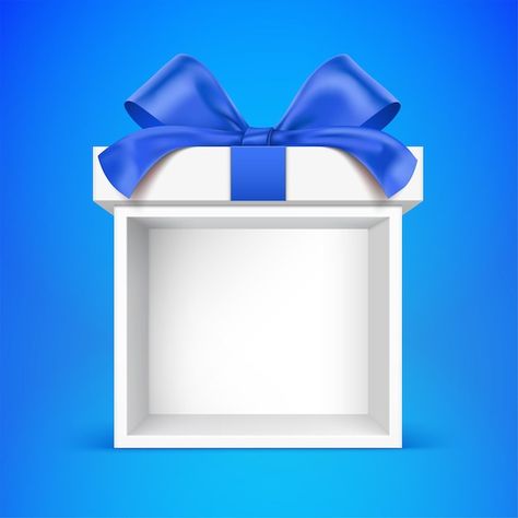 Vector white gift box on the blue backgr... | Premium Vector #Freepik #vector #blue-box #gift-package #blue-gift #ribbon-box Advertising Campaign Design, Gifts Banner, Collage Landscape, Diwali Pictures, Graphics Design Ideas, Gift Box Design, Gift Ribbon, Promotional Design, Notes Design