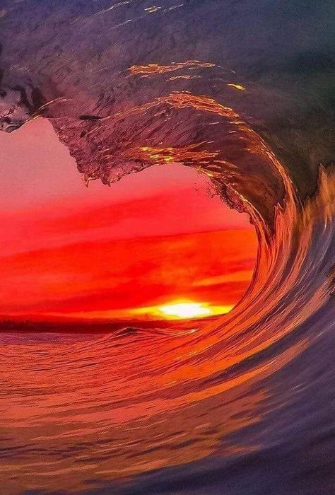 Literal Red Wave Wave Painting, Water Photography, Sun Sets, Beautiful Sunrise, Interesting Photos, Sunset Photos, In The Ocean, Landscape Wallpaper, Ocean Beach