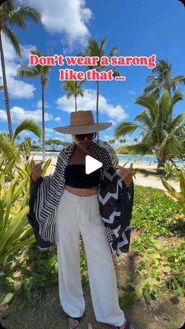 Monica D 🌺 Hawaii 🏖 Beach on Instagram: "I bet you didn’t know you can do this !
*
Here’s a fun fashion hack to make a blouse from a sarong!
*
It will make a great vacation outfit when you are traveling light, throw it on with some linen pants and you are ready for any occasion! You can use a scarf for this as well.
*
Make a knot in the middle of the sarong , place the knot on your shoulder. Grab the part on your back and bring it to the front and tie ends together. Bring the part that is hanging in front of you to the back and tie the ends together.
*
If you are not able to tie the ends you can tuck the fabric in your pants or skirt, it will look pretty as well.
*
You just made another fun summer outfit from a sarong / pareo !
*
Comment SUMMER for outfit details 🔗" How To Tie A Sarong, Scarf Tips, Scarf Hacks, Scarf Wearing Styles, Wearing Scarves, Ways To Wear A Scarf, Scarf Outfit, Cool Summer Outfits, Vacation Outfit