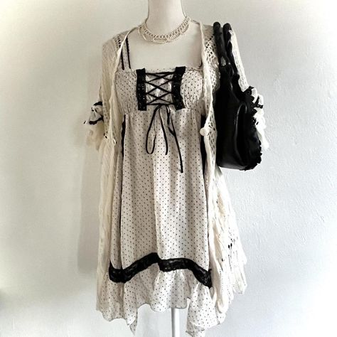 Axes femme handkerchief babydoll dress with contrast... - Depop Dark Fairy, I Adore You, Adore You, Horror Game, Axes, Babydoll Dress, Another One, Lace Detail, Baby Dolls