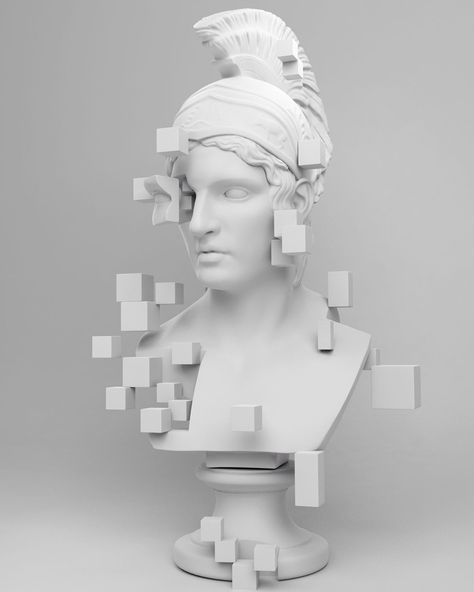 Technology Inspired Art, Boy Painting, Ancient Greek Sculpture, Classic Sculpture, Architecture Concept Drawings, Plastic Art, Futuristic Art, Glitch Art, Greek Art