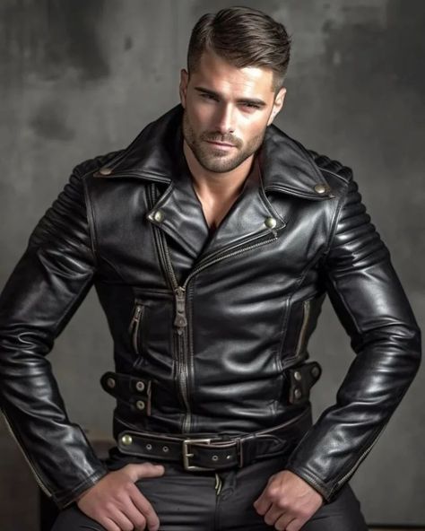 ❤️❤️❤️❤️❤️ #leather #leatherman #leathermen #leatherjacket #leathershirt #leatherpants #leathertrousers #bluf | Instagram Hot Leather Jacket, Shiny Shorts, Leather Jeans Men, Leather Fashion Men, Bald Men Style, Black Outfit Men, Mens Leather Clothing, Mens Leather Pants, Leather Clothing