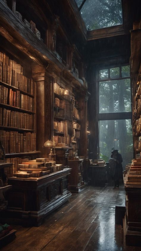 Dark Academia Home Library Aesthetic, Mystic Library Aesthetic, Forest Library Aesthetic, Scriptorium Aesthetic, Dark Fantasy Library, Fantasy Library Concept Art, Fantasy Library Aesthetic, Spooky Library, Dark Library