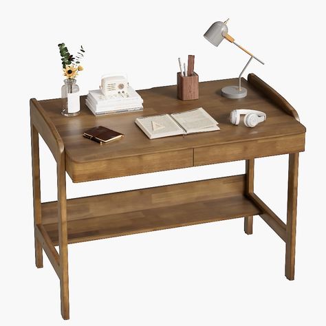 Small Desk Setup Ideas, Small Wooden Desk Target, Wooden Desk With Drawers, Wood Desk With Drawers, Mid Century Modern Desk Big, Walnut Wood Computer Desk, Small Wooden Desk With Drawers, Light Brown Wooden Desk, Standing Desk Adjustable