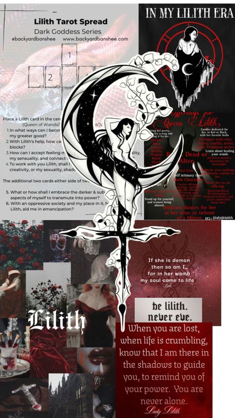 Lilith Goddess, Altar Inspiration, Goddess Witch, Aesthetic Things, Greater Good, Tarot Spreads, Phone Wallpaper, Witch, Black And Red