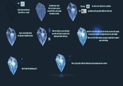 How to draw Ice by jiuge on DeviantArt Crystal Tutorial, Ice Art, Coloring Tutorial, Paint Rock, Digital Painting Tutorials, Poses References, Digital Art Tutorial, Colored Pencil, Art Tips