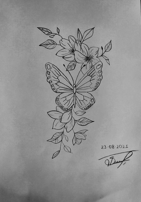 Butterfly Flower Rib Tattoo, Calf Butterfly Tattoos For Women, Butterfly’s And Flowers Tattoo, Hip Tattoos Women Flower Butterfly, Drawing Ideas Butterfly Flower, Butterfly And Flower Rib Tattoo, Spine Tattoo Butterfly Flowers, Butterfly And Flower Tattoo Thigh, Butterfly Jasmine Flower Tattoo