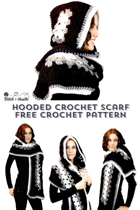 Oh Ella! FREE HOODIE PATTERN — Stitch & Hustle Crochet Hoodie Pattern, Crochet Hooded Scarf Pattern, Hooded Scarf Pattern, Crochet Hooded Scarf, Hoodie Scarf, Crochet Hoodie, Crochet Scarfs, Bonnet Crochet, Hoodie Pattern