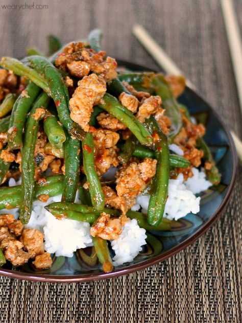 Chinese Green Beans, فاصوليا خضراء, Arabisk Mad, Ground Turkey Meal Prep, Ground Turkey Recipes Healthy, Healthy Ground Turkey, Mapo Tofu, Chinese Green, Iron Chef