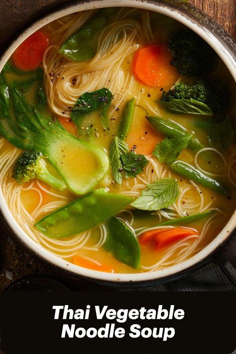 Vegetable Noodle Soup, Vegetable Noodle, Thai Spices, Crockpot Healthy, Vegetable Noodles, Chicken Healthy, Salad Pasta, Vegan Soup Recipes, Recipes Crockpot